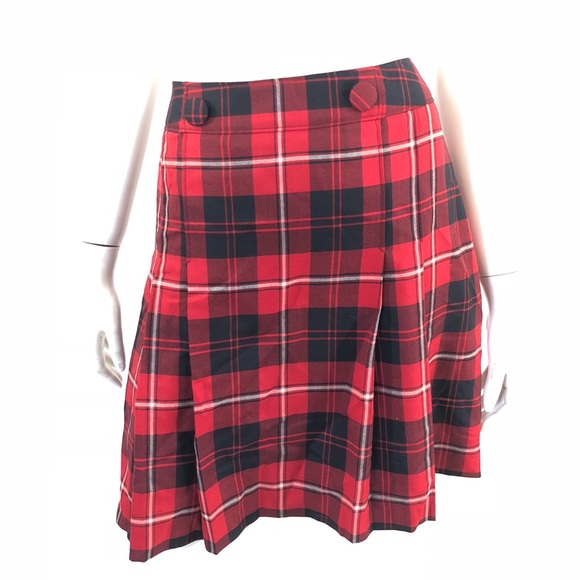 Pendleton Dresses & Skirts - Pendleton Pleated Skirt 12 Petite Black Red Plaid